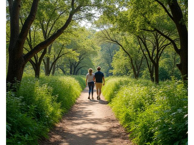 People enjoying a scenic hiking trail in Austin's Barton Creek Greenbelt